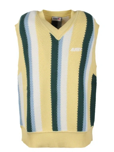 Autry Cotton Knit Vest In Yellow