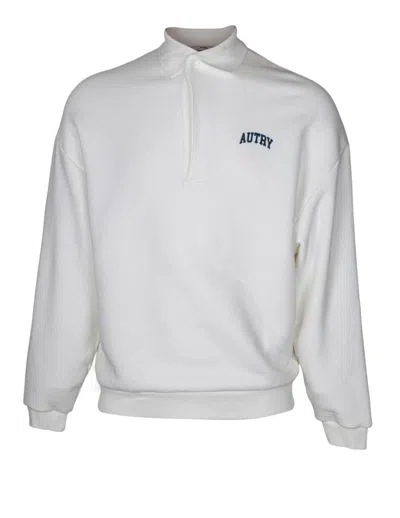 Autry Unisex Cotton Polo Sweatshirt With Logo In Neutral