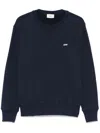 Autry Blue Cotton Crewneck Sweatshirt With Logo Print In Blue