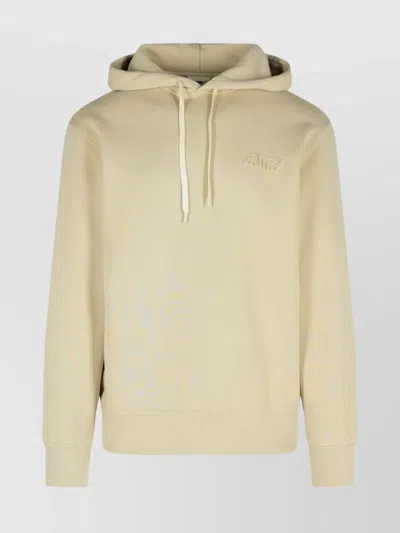 Autry Cotton Sweatshirt Hood Ribbed Cuffs In Neutral