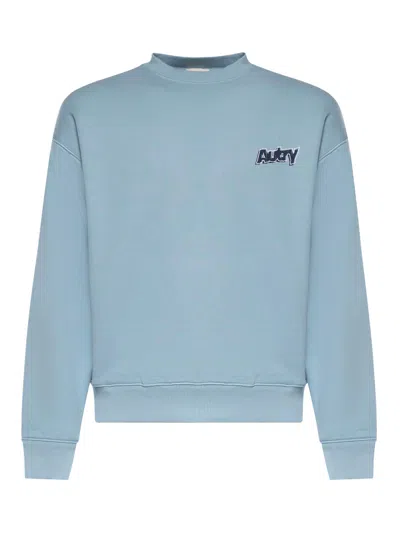 Autry Cotton Sweatshirt With Double Logo In Blue