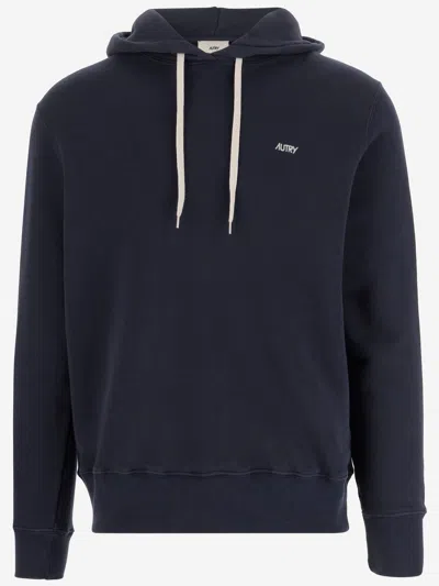 Autry Cotton Sweatshirt With Logo In Blu