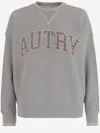 Autry Cotton Crew Neck Sweatshirt With Logo Lettering In Gray
