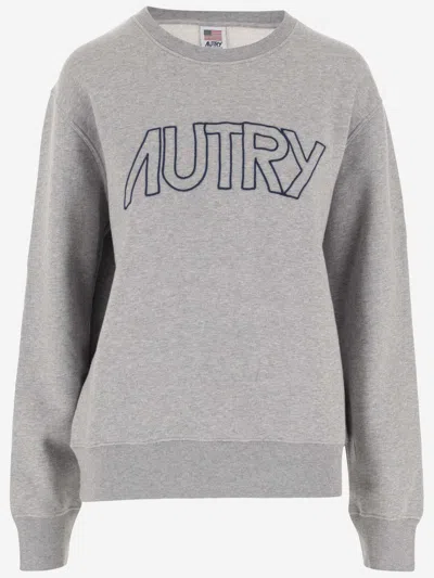 Autry Cotton Sweatshirt With Logo In Grey