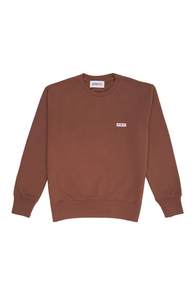 Autry Cotton Sweatshirt With Logo In Jc Jersey Choco