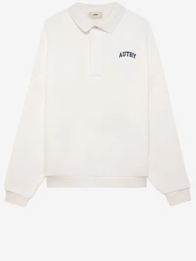 Autry Cotton Sweatshirt With Logo In White