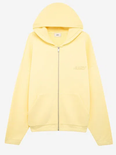 Autry Cotton Sweatshirt With Logo In Yellow