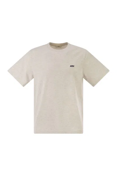 Autry Cotton T-shirt With Embroidered Logo In Neutral