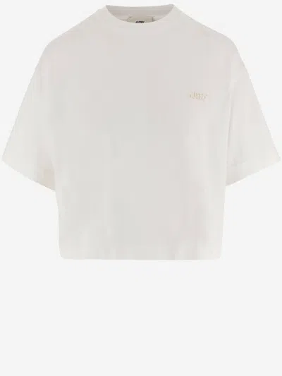 Autry Cotton T Shirt With Embroidered Logo In White