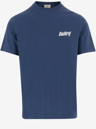 Autry Cotton T Shirt With Logo In Blue