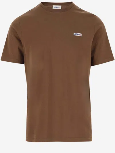 Autry Cotton T-shirt With Logo In Brown