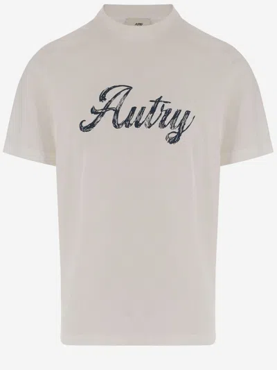 Autry Cotton T Shirt With Logo Print In Neutral