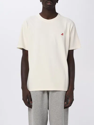 Autry Cotton T-shirt With Logo In Yellow Cream