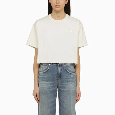 AUTRY AUTRY CREAM-COLOURED CROPPED T-SHIRT