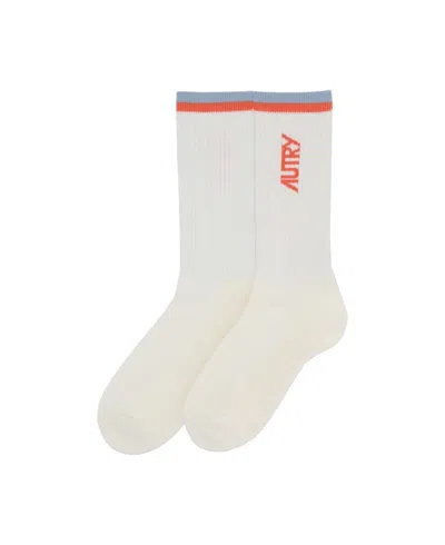 Autry Cream Cotton Blend Socks In White