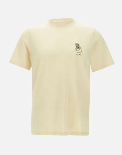Autry Cream Cotton T Shirt With Logo In Beige