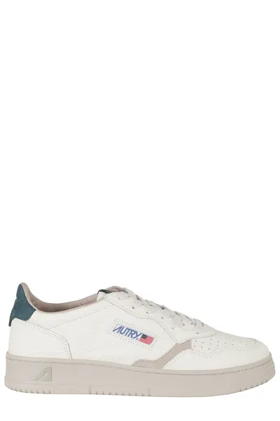 Autry Cream Green Medalist Low Leather Sneakers In White