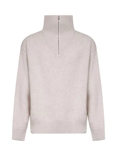 Autry Cream Wool Blend Half-zip Sweater In Neutral