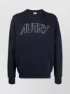 Autry Crew Neck Cotton Jersey Fleece Sweatshirt In Blue