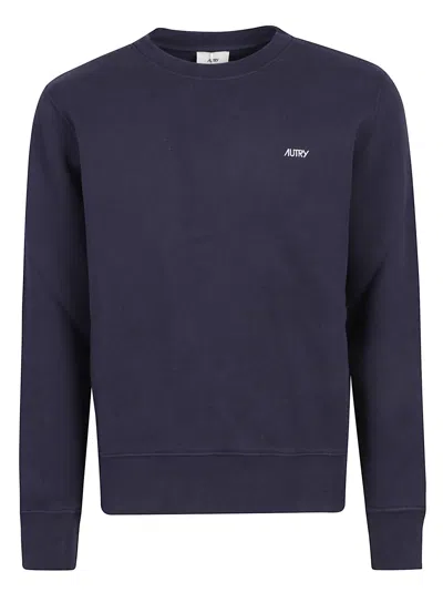Autry Crew Neck Cotton Logo Sweatshirt In Blue