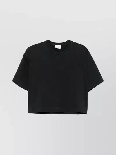 Autry Crew Neck Cropped Top In Black