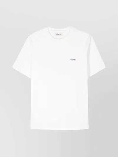 Autry Crew-neck Logo T-shirt Ribbed Collar In White