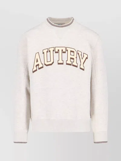 Autry Crew Neck Long Sleeve Ribbed Collar In Grey