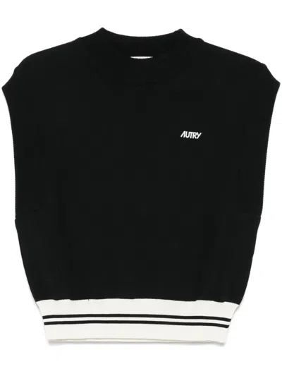 Autry Crew-neck Vest In Knit Black