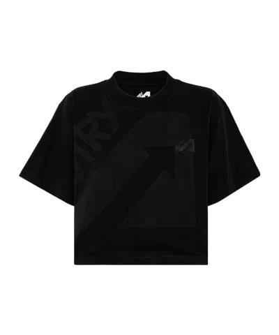 Autry Cropped T-shirt In Black Cotton Jersey Woman