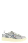 Autry Dallas Low Sparkling Sneakers In Silver And White Sequins Shoes In Silver