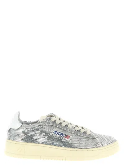 Autry Dallas Low Sparkling Sneakers In Silver