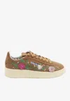 Autry Dallas Low Suede Embellished Sneakers Shoes In Animal Print