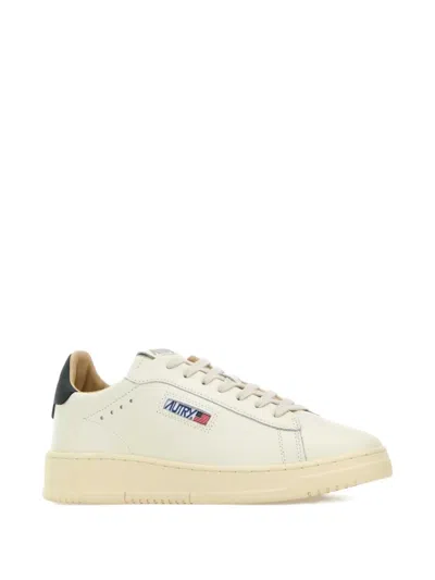Autry Dallas Low Marshmallow Leather And Morel Sneakers In White