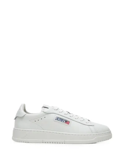 Autry Dallas Low Bicolor Smooth Calfskin Sneakers With Logo In White