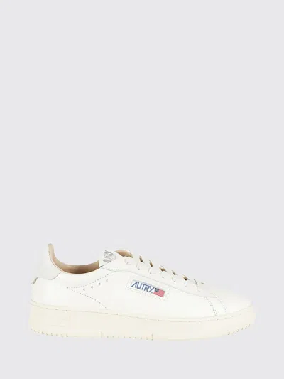 Autry Dallas Low Bicolor Smooth Calfskin Sneakers With Logo In White