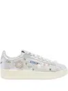 Autry Dallas Round Toe Sneakers With Floral Applications In Metallic