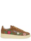 Autry Dallas Low Sneakers With Embroidered Floral Details In Brown