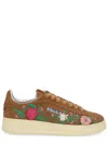 Autry Dallas Low Sneakers With Embroidered Floral Details In Brown