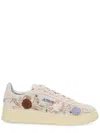 Autry Dallas Floral-embroidered Sneakers In Sand