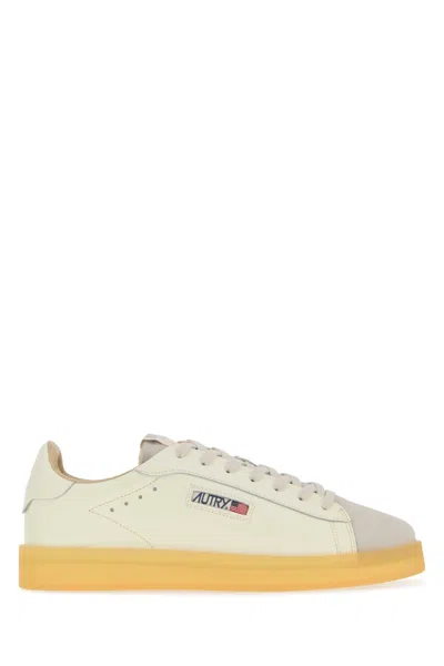 Autry Dallas Leather Lace Up Sneakers Contrasting Sole In Animal Print