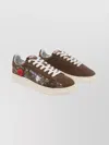 Autry Low-top Sneakers With Floral Embroidery In Rich Brown In Multi