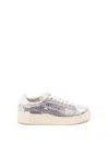 Autry Dallas Low Sparkling Sneakers In Silver And White Sequins Shoes In Metallic