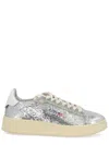 Autry Dallas Low Sparkling Sneakers In Silver And White Sequins Shoes In Multi