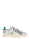 Autry Dallas Low Sparkling Sneakers In Silver And Green Sequins In Gray