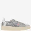 Autry Dallas Low Sparkling Sneakers In Silver And White Sequins Shoes In Silver