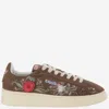 Autry Low-top Sneakers With Floral Embroidery In Rich Brown In Brown