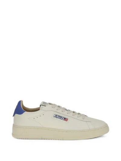 Autry Dallas Low Bicolor Smooth Calfskin Sneakers With Logo In White