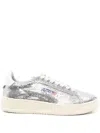 Autry Sequined Low Top Sneakers With Fabric Upper In Silver