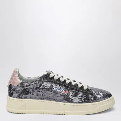 Autry Dallas Sparkling Mini Sneakers In Sequin Texture In Gray