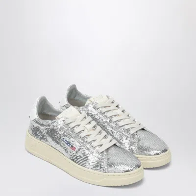 AUTRY AUTRY DALLAS SPARKLING SNEAKERS IN GREY/WHITE SEQUINS